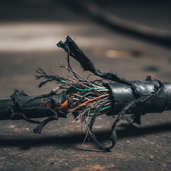 Frayed cables.