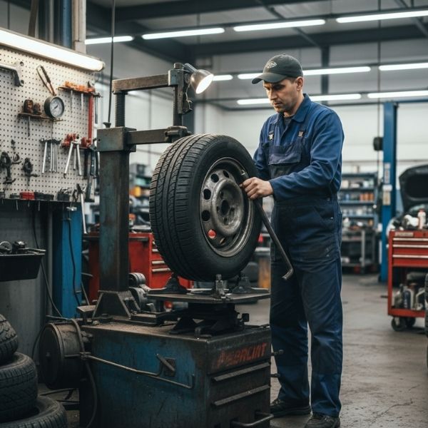 Tire changing machine.
