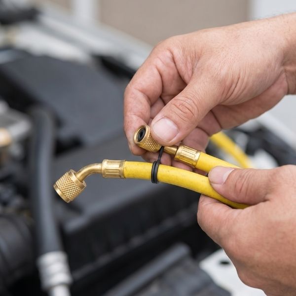 AC recovery machine part inspection.