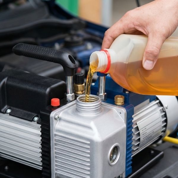 Clean vaccum pump oil.
